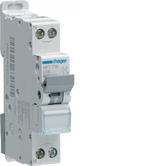 DISJONCTEUR 1P+N 6-10KA COURBE C - 16A 1 MODULE