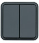 CUBYKO DOUBLE POUSSOIR 1O/1F S AILLIE GRIS IP55
