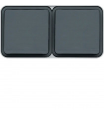CUBYKO PRISE DOUBLE HORIZONTAL E 2P+T SAILLIE GRIS IP55