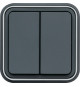 CUBYKO DOUBLE INTERRUPTEUR VA& VIENT ENCASTRE GRIS IP55