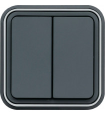 CUBYKO DOUBLE INTERRUPTEUR VA& VIENT ENCASTRE GRIS IP55