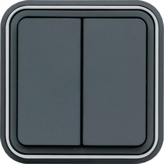 CUBYKO DOUBLE INTERRUPTEUR VA& VIENT ENCASTRE GRIS IP55