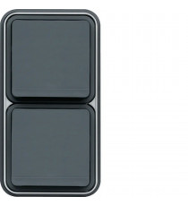 CUBYKO PRISE DOUBLE VERTICALE 2P+T ENCASTRE GRIS IP55