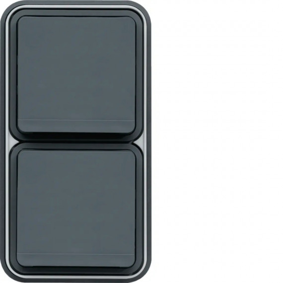 CUBYKO PRISE DOUBLE VERTICALE 2P+T ENCASTRE GRIS IP55