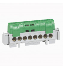 Bornier de répartition isolé IP2X terre 1 connexion 6 à 25mm² - vert - 141mm