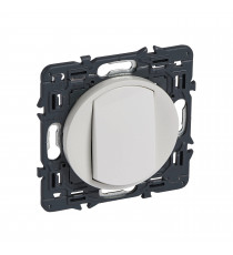 Poussoir inverseur Céliane 6A avec enjoliveur blanc et support