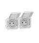 Prise de courant 2x2P+T horizontale Plexo composable blanc