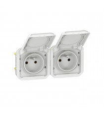 Prise de courant 2x2P+T horizontale Plexo composable blanc