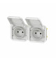 Prise de courant 2x2P+T horizontale Plexo composable blanc
