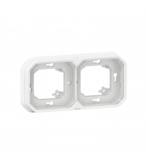 Support plaque encastré 2 postes montage horizontal/vertical Plexo blanc