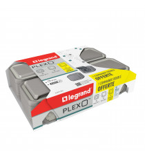 C LOT DE 3 PRISES + 2 VA-ET-VIENT + COMMANDE DOUBLE PLEXO COMPLET SAILLIE - GRIS