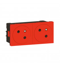 Prise 2x2P+T Surface Mosaic Link à raccordement latéral 4 modules - rouge