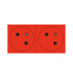 Prise 2x2P+T Surface Mosaic Link à raccordement latéral 4 modules - rouge