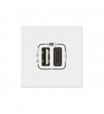Prise USB Type-A + USB Type-C 3A 15W Mosaic Link 230V - 2 modules blanc