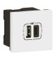 Prise USB Type-A + USB Type-C 3A 15W Mosaic Link 230V - 2 modules blanc