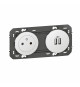 Prise 2P+T Surface + Prises 2 USB Type-A dooxie 3A précâblés finition blanc