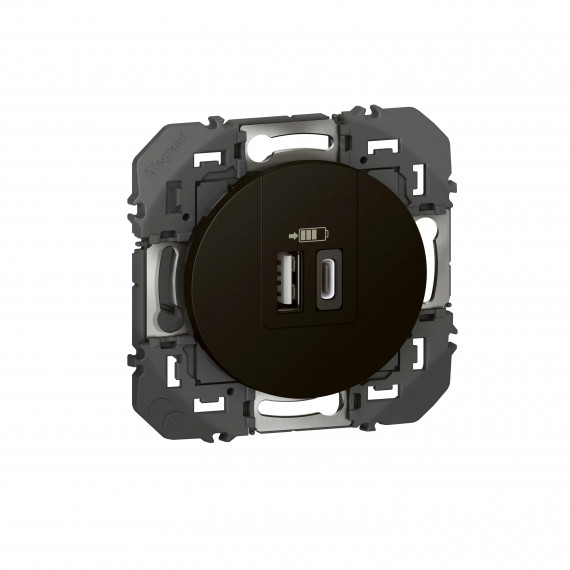 Double chargeur USB 1 Type-A + 1 Type-C dooxie 3A - noir