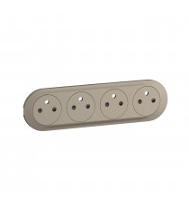 Enjoliveur prise précâblée 4x2P+T compacte Surface Céliane - Titanium