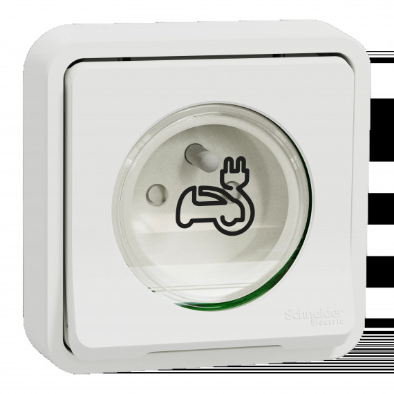 Mureva Styl - Prise courant 2P+T renforcée pour VE - IP55 IK08 -encastre - blanc