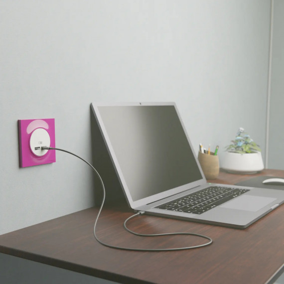 Odace - prise USB double - type A+C - blanc - 5 Vcc - 2