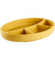 Assiette ventouse - THERMOBABY - Silicone - Jaune Miel - Compartimentée et antidérapante