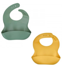 LOT DE 2 BAVOIRS SILICONE 1 VERT CACTUS + 1 JAUNE MIEL