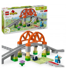 LEGO DUPLO Ma ville 10426 Set d'extension : Les rails et le pont du train - Jouets d'éveil