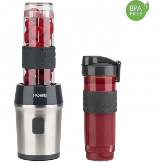 H.KoeNIG - SMOO9  - Mini Blender Noir - 570 Ml - 4 lames en acier inoxydable - 300 W