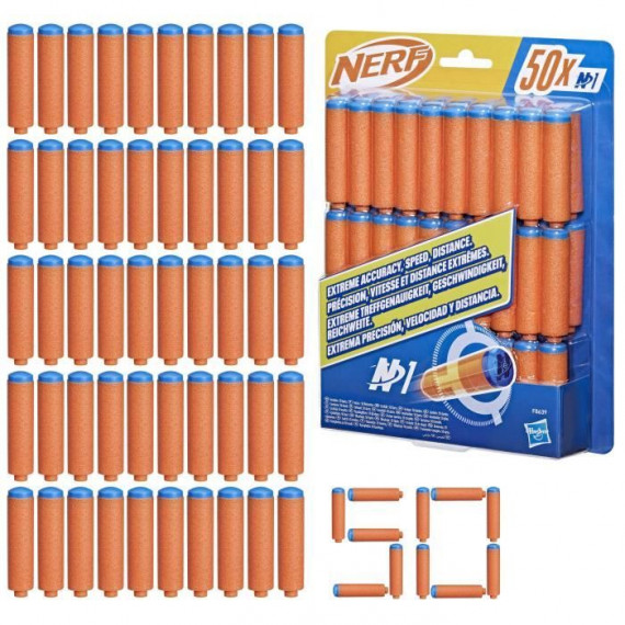Nerf N Series Recharge de 50 fléchettes N1, Fléchettes en mousse compatibles avec les blasters Nerf N Series, Jouet pour enfa…