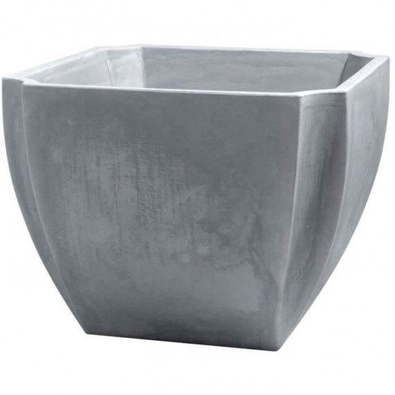 EDA Bac a Arbustes PALMEA Carré 110 L - avec Roulettes - Double Paroi - Réserve d'Eau Intégrée - 70 x 70 x 55 cm - Gris