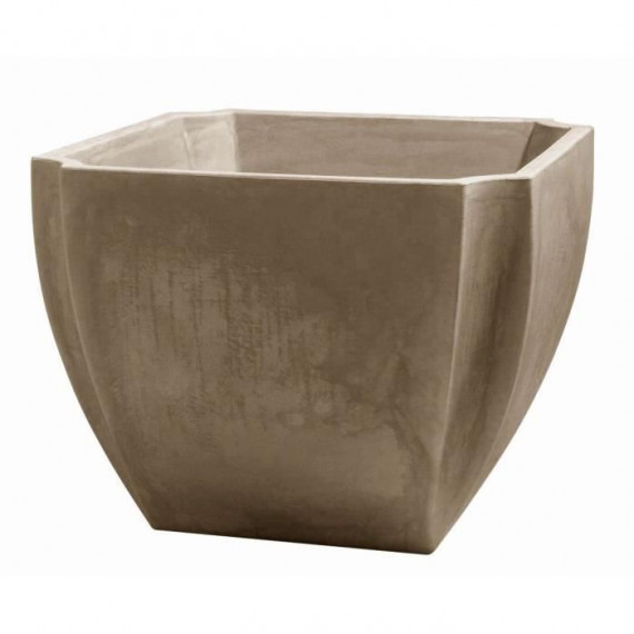 EDA Bac a Arbustes PALMEA Carré 110 L - avec Roulettes - Double Paroi - Réserve d'Eau Intégrée - 70 x 70 x 55 cm - Taupe