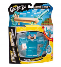 Figurine extensible - GOO JIT ZU - Minecraft Steeve - 11 cm - Texture élastique - Extensible 3x