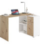 Bureau d'angle avec rangements Albrecht - Mélaminé chene et blanc - L83 x H74 x P117 cm