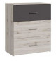 Commode - ADRIA - 3 tiroirs - Chene cendré / Gris uni - 75,2 x 41,3 x 89,7 cm