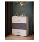 Commode - ADRIA - 3 tiroirs - Chene cendré / Gris uni - 75,2 x 41,3 x 89,7 cm