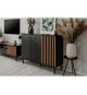 Buffet - MONZA 01B - Noir / Chene artisan - 2 portes - 4 tiroirs - 118 x 90 x 40 cm