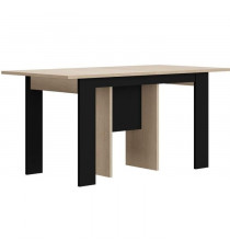 Table console extensible - DIAGONE - EXIT - Chene clair / Noir - Jusqu'a 14 couverts - 160/295 x 80 x 77 cm