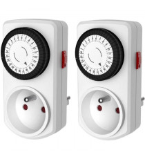 Lot de 2 Minis programmateurs mécaniques journaliers - GAO - 3680 W - 48 programmes - Blanc