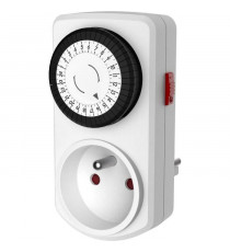 Minuterie compacte mécanique - GAO - Programmateur 3680W - 16A - 96 commutations/jour - Blanc
