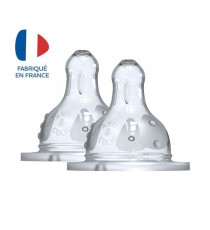 Dodie Biberon Initiation+ Anti-Coliques 3 Vitesses Tétine Ronde Col Large Débit 4 +6m 2 tétines