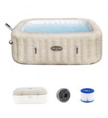 Spa gonflable BESTWAY - Lay-Z-Spa Rome - 180 airjets - 201 x 201 x 71 cm - 5 a 7 places - Carré (couverture, cartouche, diffu…
