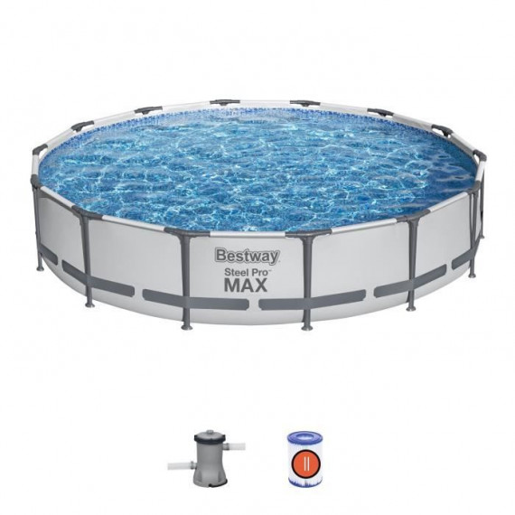 Kit Piscine hors sol tubulaire BESTWAY  - Steel Pro Max - 427 x 84 cm - Ronde (Filtre a cartouche, 1 cartouche)