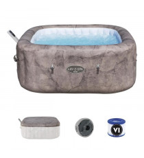 Spa gonflable BESTWAY - Lay-Z-Spa Rome - 140 airjets - 180 x 180 x 71 cm - 4 a 6 places - Carré (couverture, cartouche, diffu…