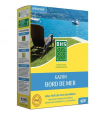 Gazon - BHS - Gazon Bord de Mer 1kg | 40m² | Résistant vent, sécheresse, salinité | Beau gazon d'été, esthétique et robuste.
