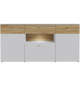 Buffet 3 portes1 tiroir LED - COMO- 194,8 x 41,3 x 94,5 cm - Gris / Chene
