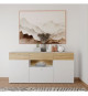 Buffet 3 portes1 tiroir LED - COMO- 194,8 x 41,3 x 94,5 cm - Gris / Chene