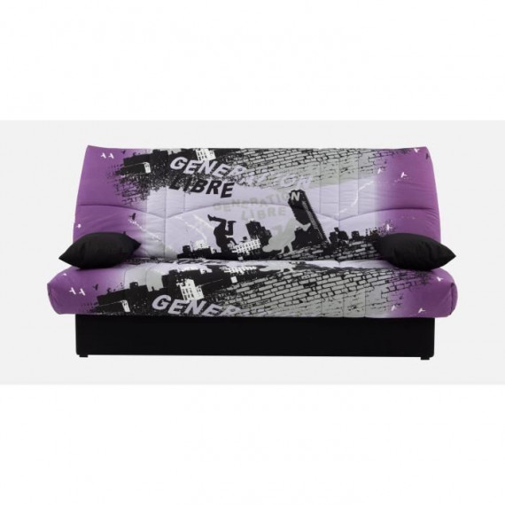 Banquette clic-clac  - 3 places  Coton Parcours Mauve 190 x 92 x 96 cm  DREAM