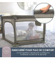 Parc Explore - DREAMBABY - 6 côtés avec base en tissu et cadre rembourré - Ø 1,40 m - H 70 cm - Taupe
