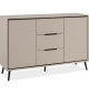Buffet - ARONA 01B - Beige / Noir - 2 portes, 3 tiroirs - 135 x 90 x 38 cm