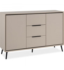 Buffet - ARONA 01B - Beige / Noir - 2 portes, 3 tiroirs - 135 x 90 x 38 cm